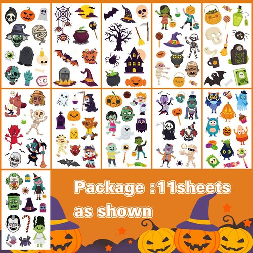 Luminous Halloween Temporary Tattoos for Kids,Bulk Halloween Party Favors-360Pcs Glow Halloween Fake Tattoos for Boys and Girls,Halloween Decorations,Games Gift Prizes for Kids,Goodie Bag Fillers