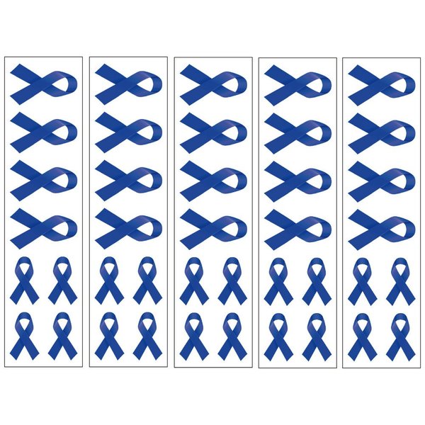 40 Dark Blue Ribbon Temporary Tattoos: Colon Cancer Awareness Tattoo