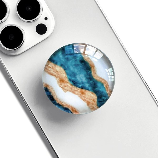 WUYULB Clear Crystal Collapsible Expandiing Moblile Phone Grip Stand Holder for Smartphones and Tablets Cell Phone Accessory (Rose Gold Green Marble)