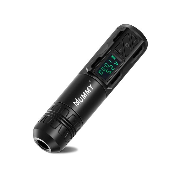 Mummy Tattoo Rotary Battery Pen Tattoo Cartridge Machine Rotary Pen with 1800mAh Power Coreless Motor Digital LED Display Tattoo Equipment Supply(black)