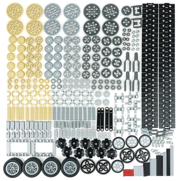 Gears-Technic-Parts Sets Wheels-Axles-Connector Bricks-Pieces, Compatible with Technical Cars-Motors Builing-Block,Ball Joints Chain Tracks Tires Bulk Kit