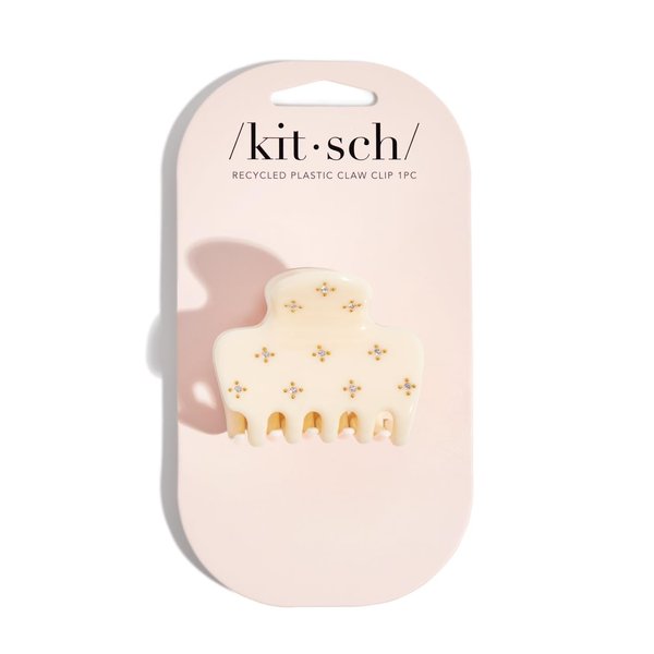 Kitsch Recycled Plastic Rhinestone Medium Puffy Claw Clip 1pc- Ivory