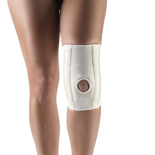 CHAMPION Knee Brace with Hor-Shu Support Pad, White, Medium