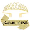 Gold 65th Birthday Sash and Tiara for Women, 65th Birthday Gifts for Women, 65th Birthday Sash and Crown Set, Happy 65th Birthday, Womens 65th Birthday Gifts