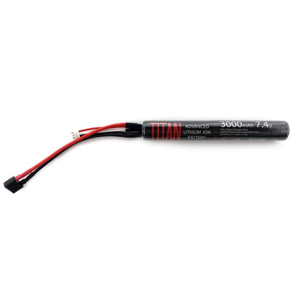Titan Lithium-Ion Airsoft Battery | 3000mAh 7.4v Stick T-Plug (Deans) | Maximum Capacity & Performance | Made in The USA