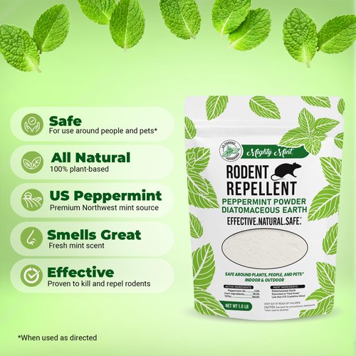Rodent Repellent, Diatomaceous Earth Peppermint Powder, 1 lb