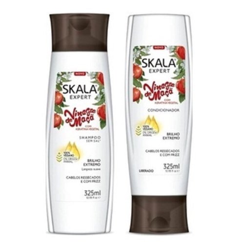 Skala Expert Vinagre de Maçā - Apple Cider Vinegar Shampoo & Conditioner Infused with Pure 100% Natural ingredients Vegan Formula | Experience Healthier, Fuller & Thicker Looking Hair - Imported from Brazil
