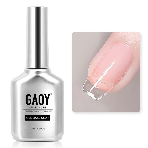 GAOY Gel Base Coat for Gel Nail Polish, 16ml No Wipe Clear Foundation for Long Lasting UV Gel Nail Art DIY at Home