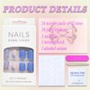 Short Square Press on Nails MABKJLF Summer Fake Nails Blue Full Cover False Nails with Swirl Designs Blue Line Glossy Acrylic Press on Nails Artificial Nails for Women Girls 24 Pcs