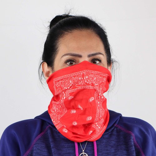 Motique Accessories Paisley Bandana Neck Gaiter Tube Headwear Motorcycle Face Scarf - Red