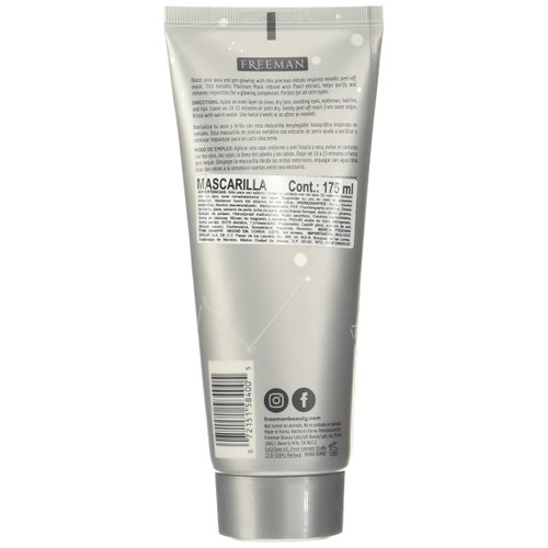 Freeman Cosmic Metallic Peel-Off Mask - Purifying Platinum for Women - 6 oz Mask