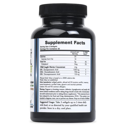 Wild Caught Omega-3 DPA Fish Oil - 2900 mg with DPA, EPA & DHA - 90 SoftGels – Triple Strength Burp-Free