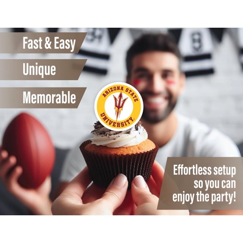 Arizona State Cupcake Toppers (24 Pcs) Arizona State Party Supplies for Football, Birthday Gift, Graduation Party Decorations (Arizona State Sun Devils)