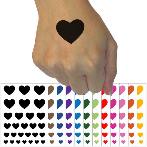 Heart Solid Temporary Tattoo Water Resistant Fake Body Art Set Collection - Orange (One Sheet)