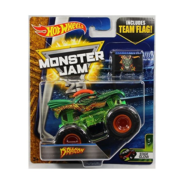 Hot Wheels Monster Jam 1:64 Scale Truck with Team Flag - Dragon