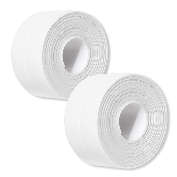 2 Pack Caulk Strip, 1.5" x 10.5Ft PVC Self Adhesive Caulk Tape, Sealing Waterproof Silicone Tape for Bathroom Bathtub Kitchen Toilet Wall Windows