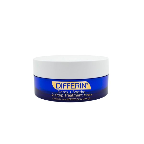 Differin Clay Face Mask, Detox and Soothe 2 Step Treatment Clay Mask by the makers of Differin Gel, Gentle Skin Care for Acne Prone Sensitive Skin, 1.75 oz