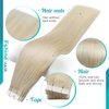 Fshine Tape in Hair Extensions Human Hair Color 60 Platinum Blonde Seamless Skin Weft Tape Ins Human Hair Extensions 20 Pcs Pu Tape in Hair Extension White Tape Adhesive in Extensions 50 Grams