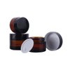 4PCS Brown Glass Face Cream Bottles With Screw Cap And Liner- Cosmetic Makeup Lotion Storage Container Jar Pot (5G)