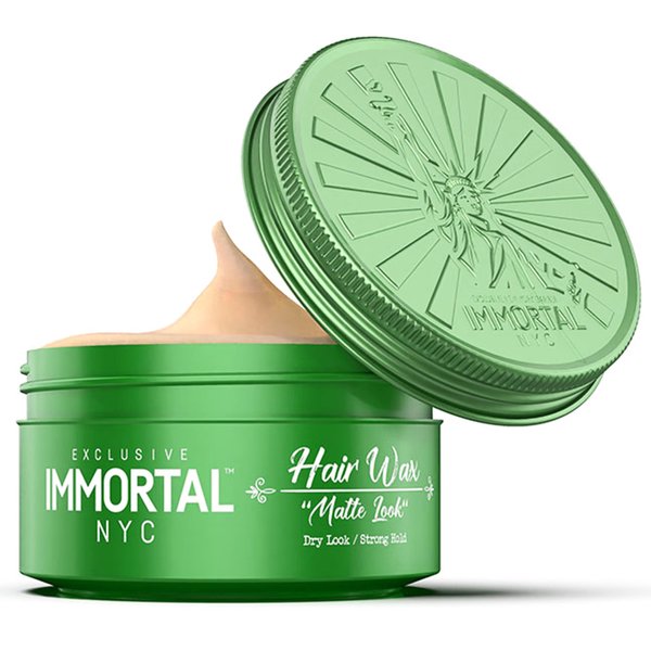 Immortal NYC Matte Look Hair Wax - 8 out of 9 Holding Ability, Matte Finish - All Natural Water-Based Hair Wax for Men - No Residue, All Hair Types