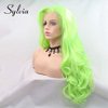 Sylvia Neon Wig Fluorescent Green Natural Wave Synthetic Lace Front Wigs 180% Density Side Parting Wigs Heat Resistant Fiber Hair Wig Cosplay Daily for Woman…