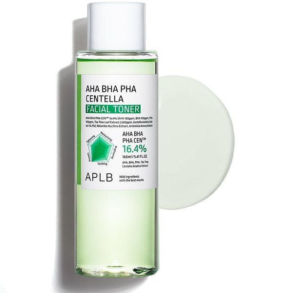 APLB AHA BHA PHA Centella Facial Toner | AHA BHA PHA CEN™ 16.4% 5.41 FL.OZ/Korean Skincare, Exfoliant, Replenishing Moisture, Revitalize for Gentle and Improve Skin Texture