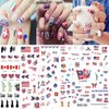 4th of July Nail Art Stickers 8 Sheets American Flag Patriotic Nail Stickers 3D Self-Adhesive USA Flag Heart Star Nail Design Independence Day Nail Decals for Memorial Day DIY Nail Decoration