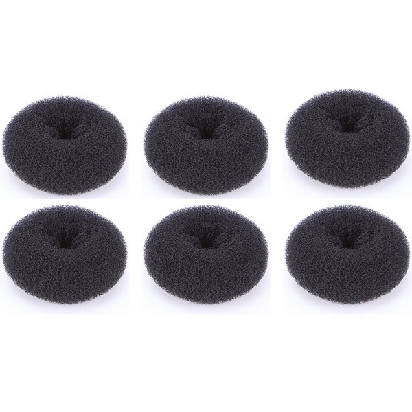 Bestac 6 PCS Extra Small Hair Bun Maker for Kids, Chignon Hair Donut Sock Bun Form for Girls, Mini Hair Doughnut Shaper for Short and Thin Hair (Small Size 2.4 Inch) (Black)