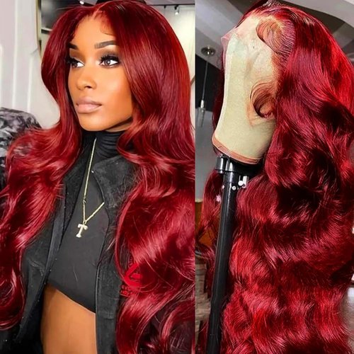 SOSATISFY Body Wave 99J Burgundy Lace Front Wigs Human Hair 200% Density 13x4 Glueless HD Transparent Wine Red Wigs for Women Human Hair Pre Plucked with Baby Hair (26 inch)