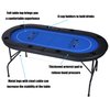 Vilobos Poker Table Texas Holdem Poker for 8 Players Casino Games Blackjack Baccarat with Faux Leather Padded Rails and Cup Holders-Blue Folding Poker Table (Texas Holdem Poker)