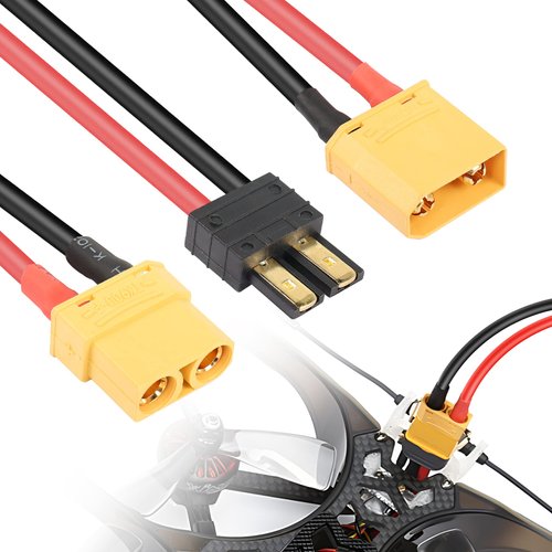 YACSEJAO 1 Pair TRX to XT90 Adapter 12AWG RC LiPo Battery Adapter Connector Compatible with RC Car Truck FPV Battery Charger