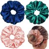 SCRMROIA Silk Satin Scrunchie, 5.9inch /15cm Extra Full Hair Scrunchies, Soft Sleep Scrunchy, Donut Hair Ties, Elastics Ponytail Holder, Fluffy Cloud Hair Bands Hair Ropes (Mix 3 Colors)