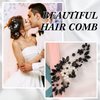 Yeshone 5 Pieces Wedding Hair Comb Bridal Hair Pins Crystal Pearl Hair Accessories Rhinestone Flower Hair Piece for Wedding Bride Women(Black,Classic Style)