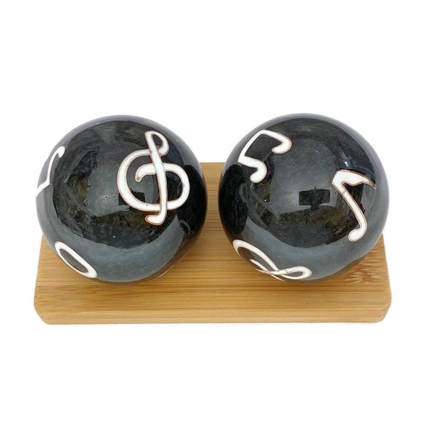 Top Chi Music Baoding Balls with Bamboo Stand. Chiming Chinese Health Balls for Hand Therapy, Exercise, and Stress Relief (Medium 1.6 Inch)