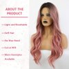 piaou Ombre Black to Pink Wig Synthetic Wigs for Women Long Natural Wave Heat Resistant Hair Wigs Natural Looking Cosplay Wig for women (Ombre Black to Pink)
