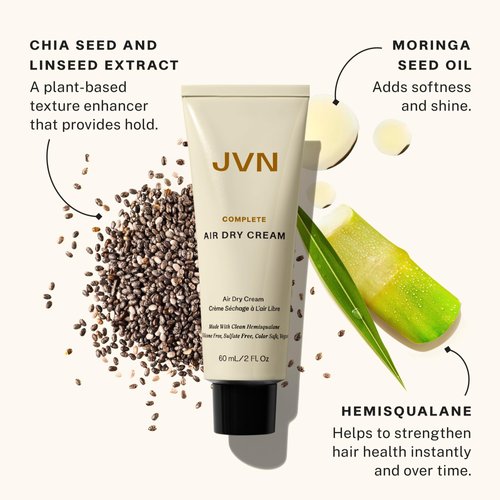 JVN Air Dry Cream, No Heat Air Dry Hair Styling Cream, Soft Styling Cream for All Hair Types, Smoothens and Defines Hair, Sulfate-Free, 2 Fluid Ounces