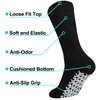 Men Women Anti Slip Grip Non-Skid Crew Cotton Diabetic Socks 6-pack Black