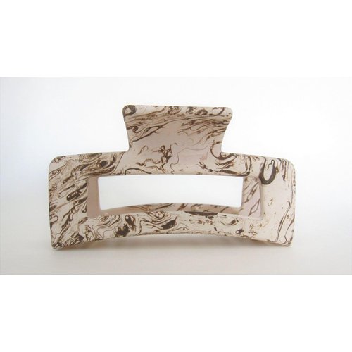 Generic Beige and brown splatter paint rectangle hair claw clip
