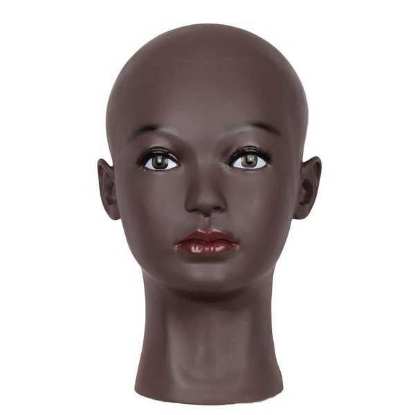 HAIR WAY HAIR WAY Bald Mannequin Head Female Professional Cosmetology Head Make up Doll Head for Wig Making, Displaying, Eyeglasses, Hair with T-pins (Black)