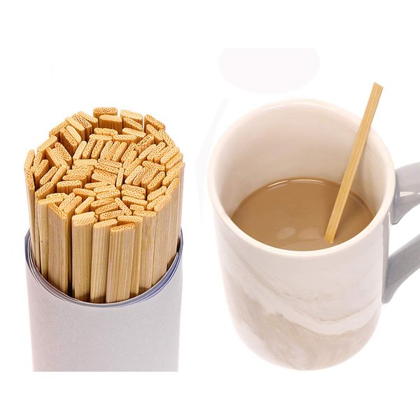 Mini Skater 5.4 Inch Bamboo Coffee Stirrers Eco Friendly Biodegradable Stir Sticks for Tea Hot Cold Beverages (100)