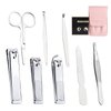 Nail Clippers Set, Upgraded Sharp Fingernail & Thick Toenail Nail Cutters, 8 Pcs Manicure Pedicure Kit with Tweezers, Nail Trimming & Grooming Gift for Dad Mom Man Woman Seniors (Pink PU Leather)