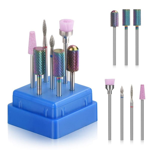Bulex 7pcs Cuticle Drill Bits for Nails - Professional Efile Nail Drill Bits Set to Remove Gel Polish