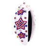 4th of July Headbands for Women, 4th of July Accessories, American Flag Patriotic Headbands, Rhinestone Pearl Knotted Headbands Beads Embellished Jeweled Headbands Holiday Gifts (Star D-White)