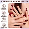 Wooyas Dark Red Press on Nails Medium, Fake Nails Burgundy Medium Square Nails, Non-breakable and Reusable Glue on Nails, 24PCS Handmade Soft Gel Nail False Nail Kit with Nail Glue