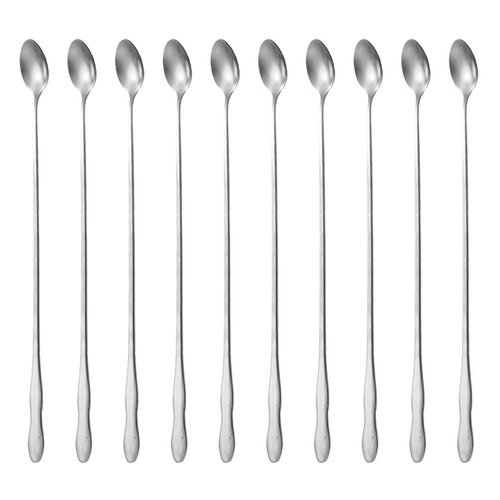 10pcs coffee ice cream bartender long handled spoon stirrer bar spoon cocktail mixing tool, reusable small flavor mixing spoon milkshake cold drink rotation