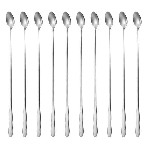 10pcs coffee ice cream bartender long handled spoon stirrer bar spoon cocktail mixing tool, reusable small flavor mixing spoon milkshake cold drink rotation