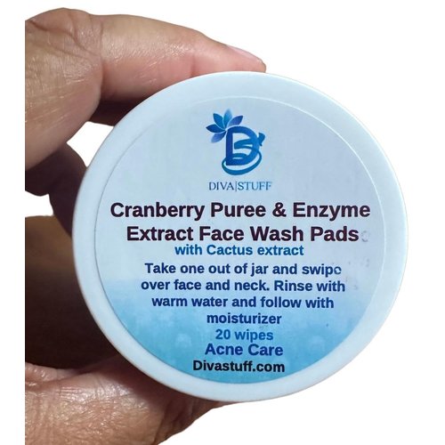 Cranberry Puree and Enzyme Extract Face Wash Pads By Diva Stuff, 20 Pads