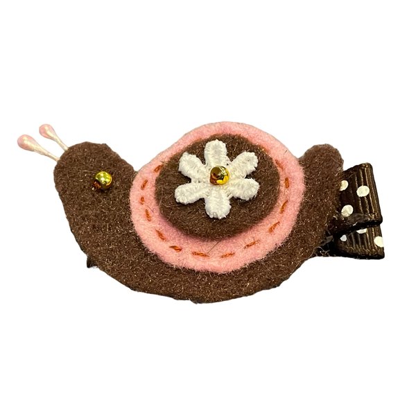 Snail Hair Clip, Felt Hair Clip, Girls Hair Accessories, Brown, Pink