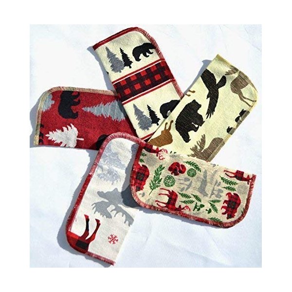 1 Ply Winter Lodging, Set Napkins 8x8 inches 5 Pack - Little Wipes (R) Flannel