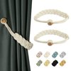 BEL AVENIR Curtain Tiebacks Magnetic Woven Curtain Holdback Drapery Tie-Back (Ivory Braid-2 Pack)